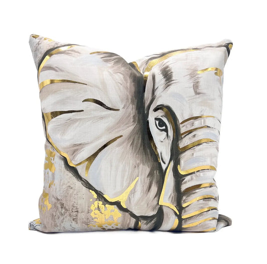 Gold Foil Elephant Pillow