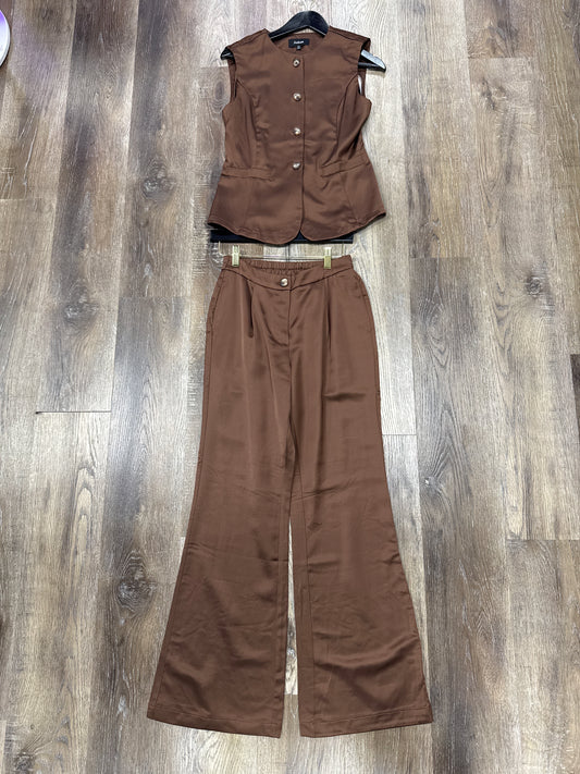 Sleeveless Button Down Chocolate Pant Suit Set