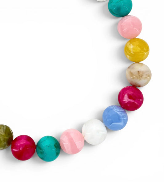 20mm Multicolored Round Beaded Necklace