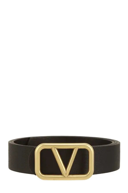METAL V BUCKLE LEATHER BELT