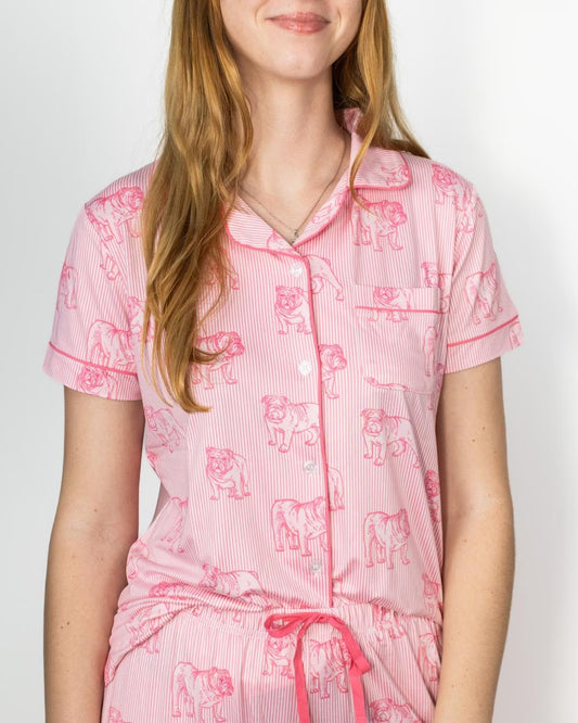 Bulldog Stare Button Up Sleep Shirt
