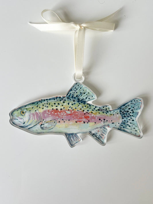 Chasing Rainbows trout Acrylic Christmas Ornament | Wreath Charm