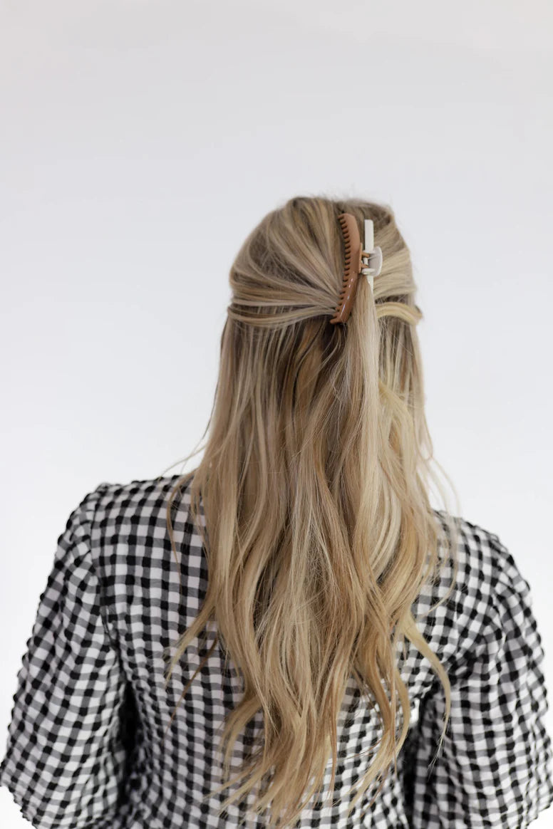 Two Toned Shiny Midi Hold Everything Claw