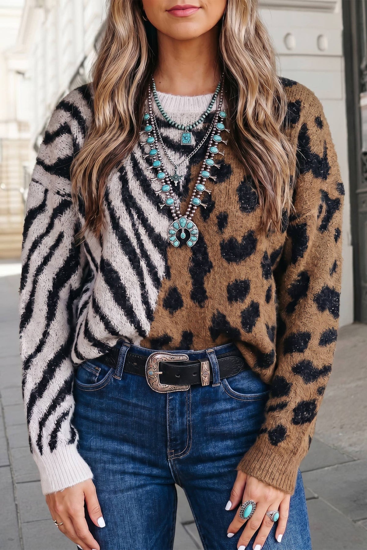 Leopard Zebra Print Sweater