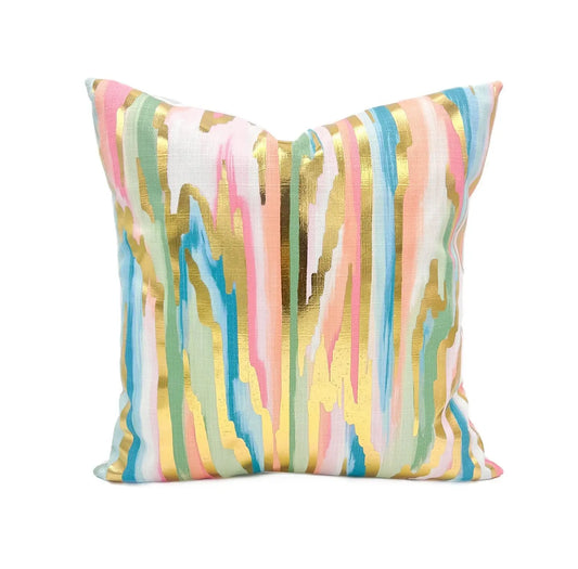 Gold Foil Cortnei Abstract Marble Pillow