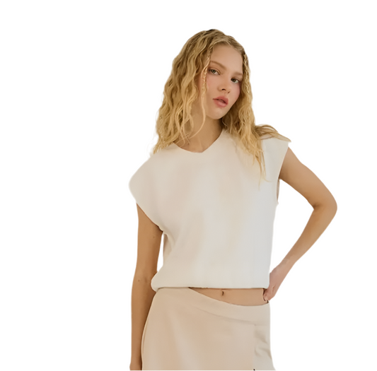 White V neck Tank