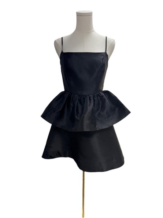 Tiered Ruffle Taffeta Mini Bubble Dress