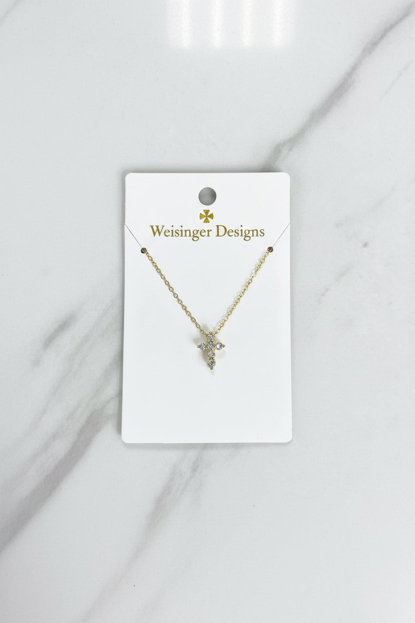 Tiny CZ Cross Necklace