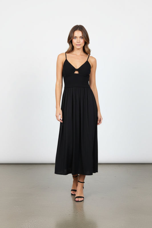 Black Petra Knot Front Dress