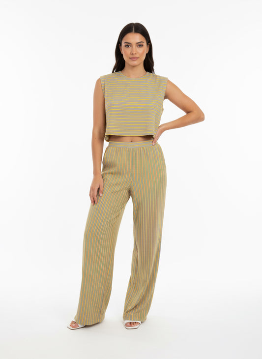 Striped Knit Top And Bottom Set