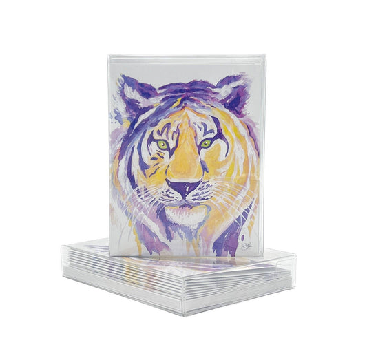Purple and Yellow Tiger Folded Notes