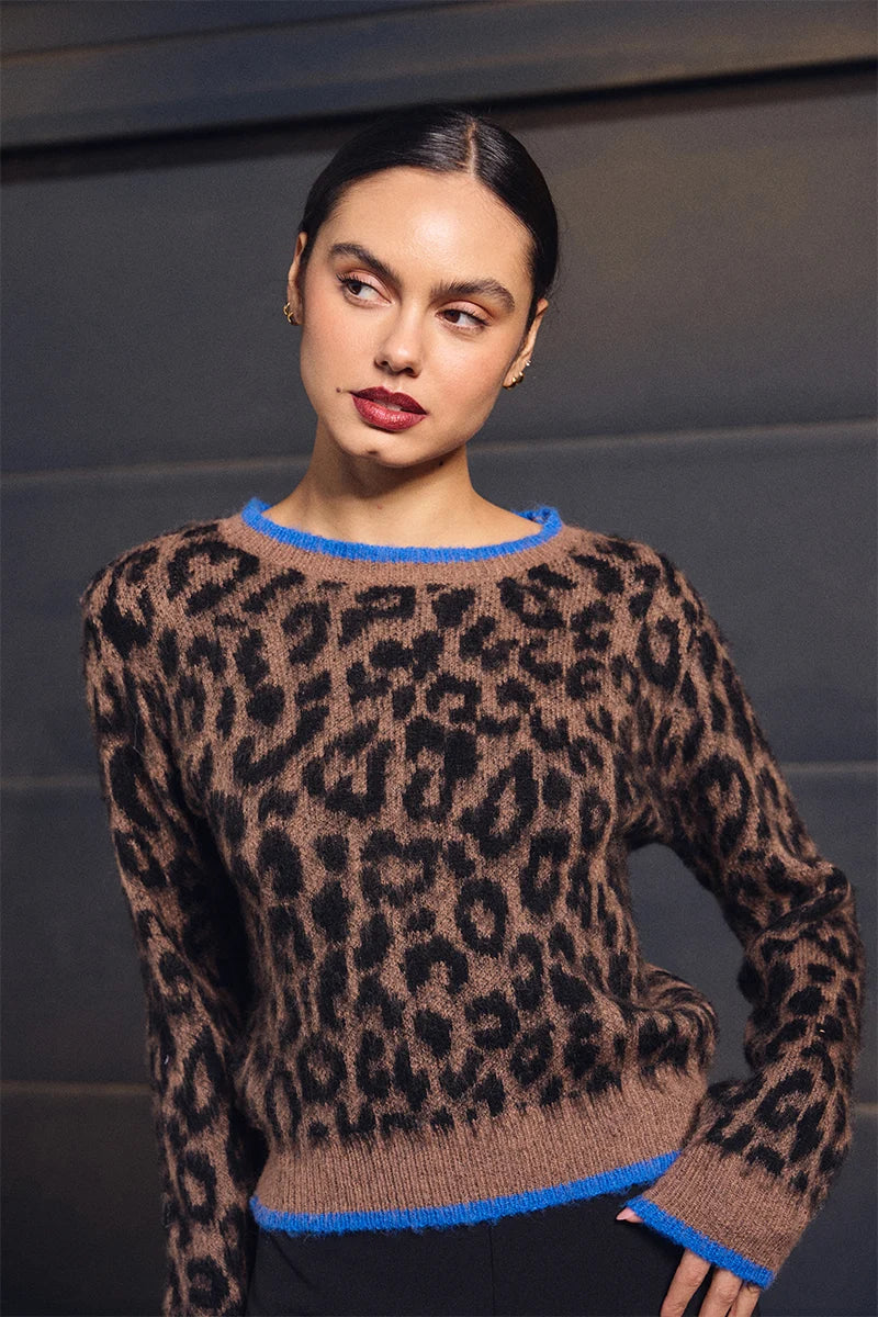 Electric Blue Cheetah Sweater