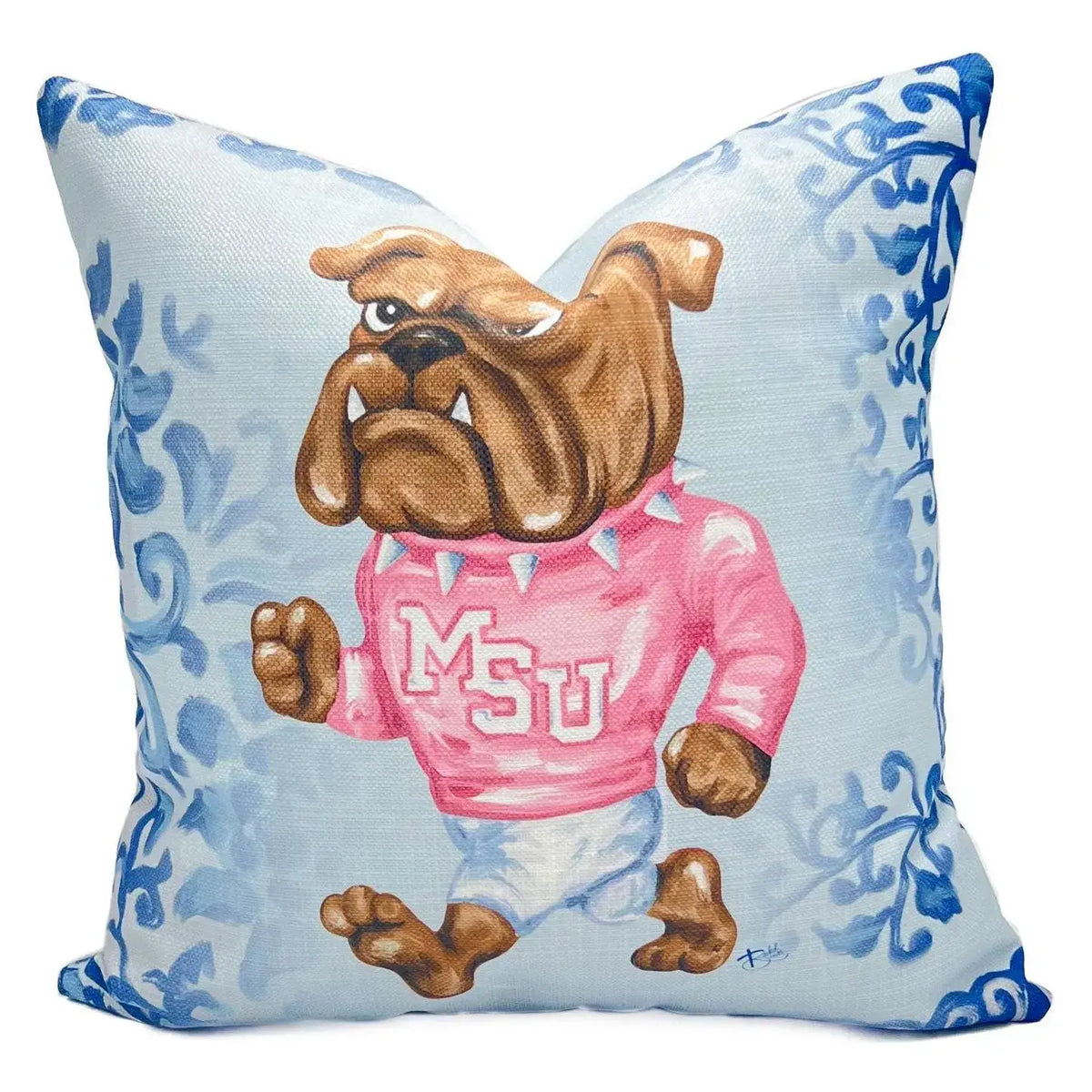 Chinoiserie Pink Vintage Walking Bully Pillow