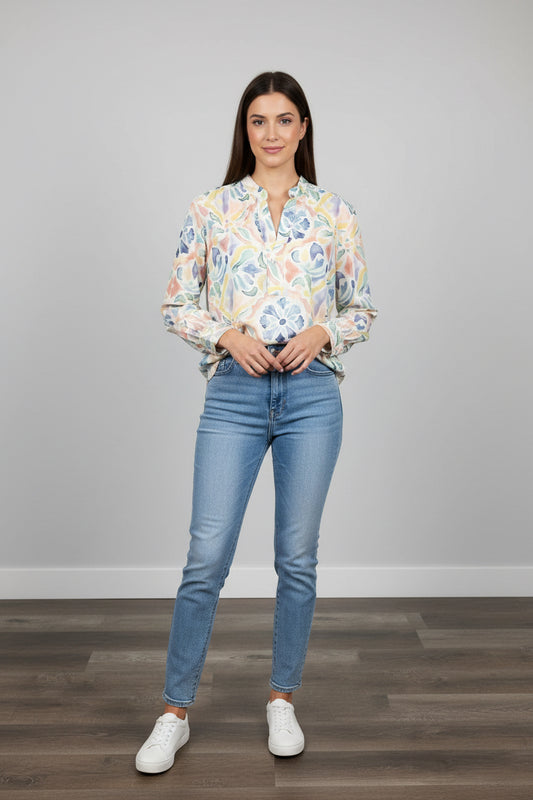 Sun Washed Tile Iris Blouse