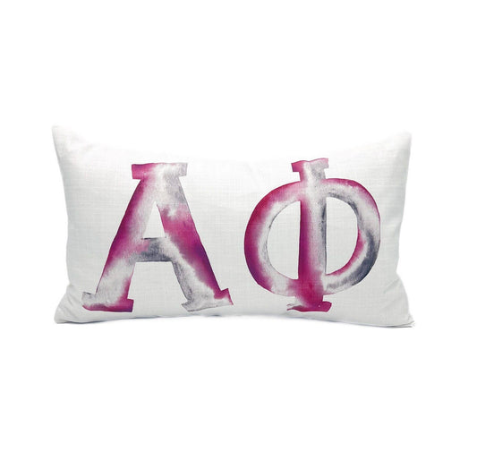 Alpha Phi Watercolor Greek Letters Sorority Pillow