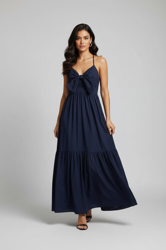 Ladies Bow Woven Maxi Dress