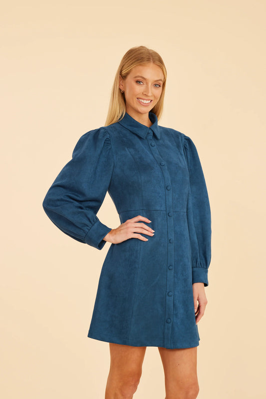 Steel Blue Suede Dress