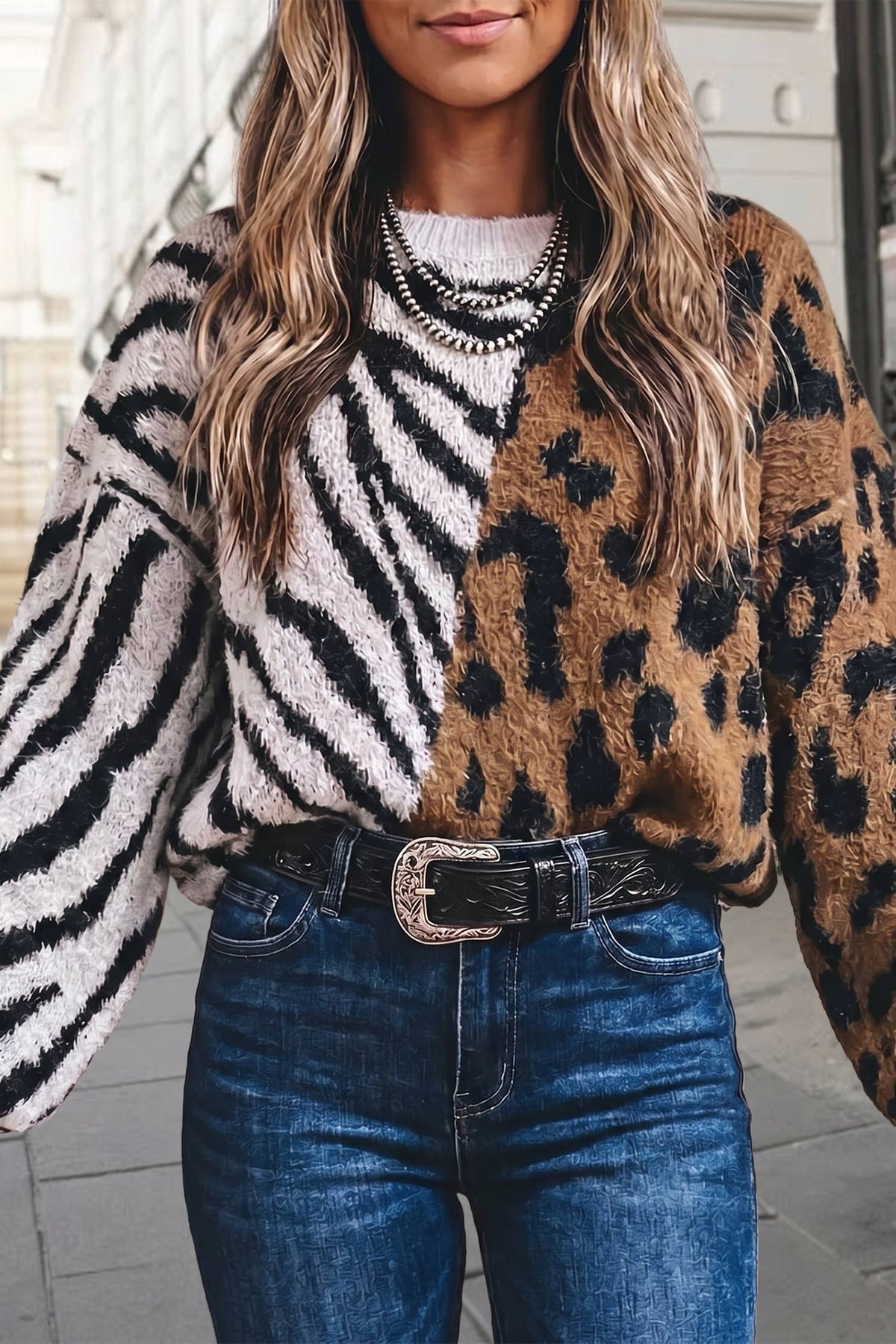 Leopard Zebra Print Sweater