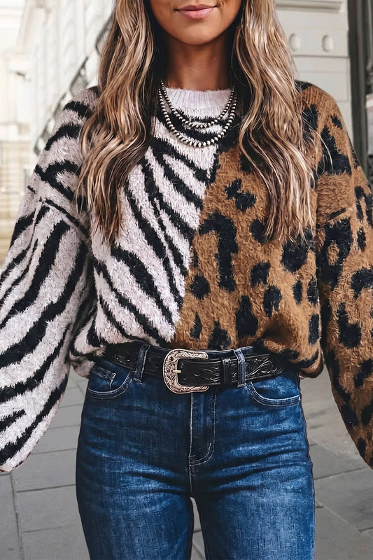 Leopard Zebra Print Sweater