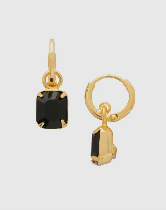 Octavia Huggie Hoop Jet Earrings