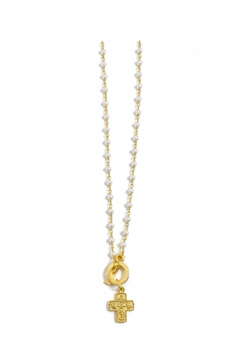Pearl Sacred Heart Toggle Necklace