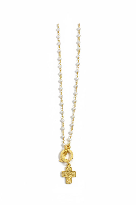 Pearl Sacred Heart Toggle Necklace