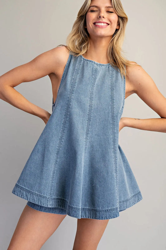 A-Line Flared Denim Top
