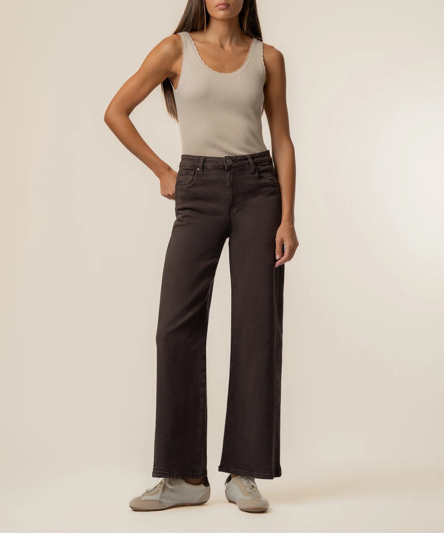 Chocolate Meg High Ride Wide Leg Jeans