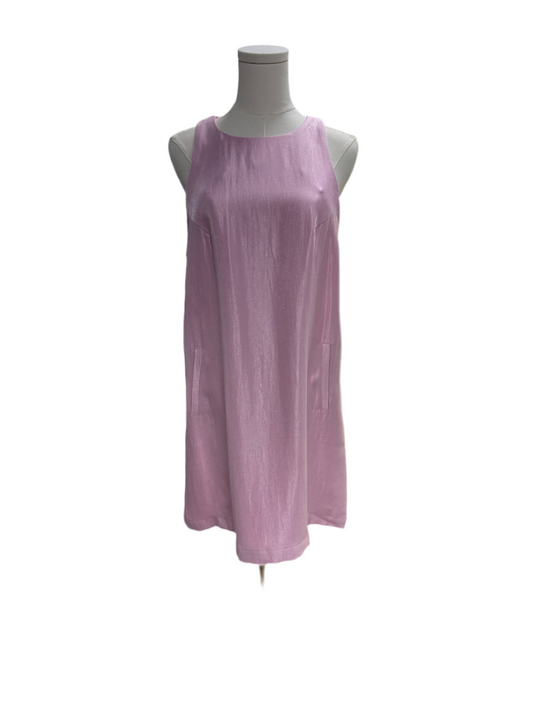 Shine Satin Sleeveless Shift Front Pocket Mini Dress