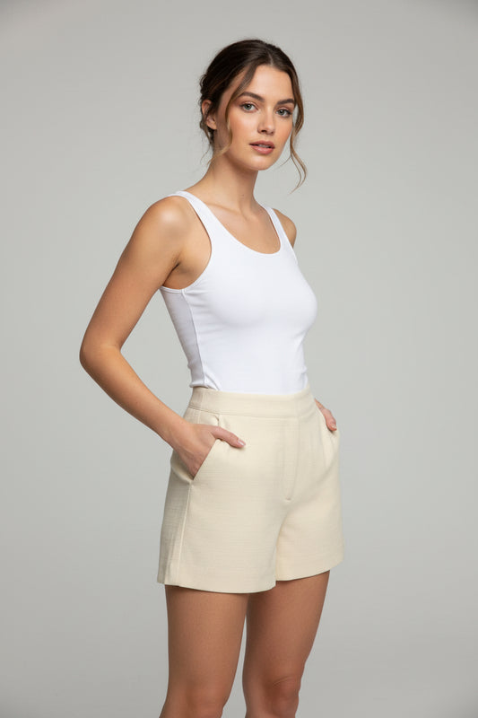 Cream Lined Linen Shorts