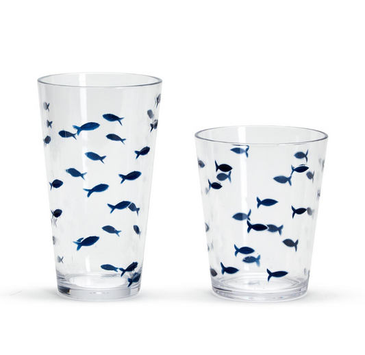 Blue Fish Acrylic Drinking Glasses