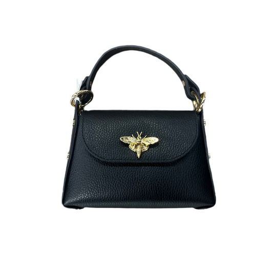 Black Genuine Italian Leather Butterfly Mini Bag