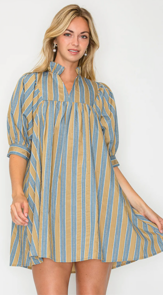 Hazel Fall Stripe Sleeve Dress