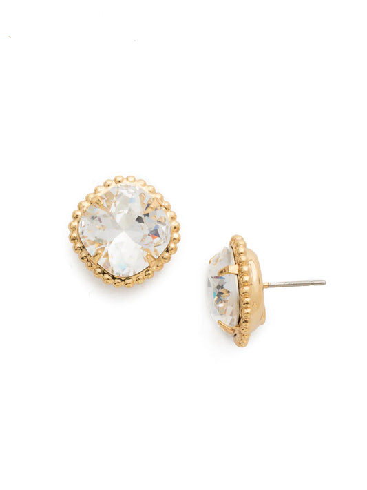 Crystal Round Gold Halo Earring