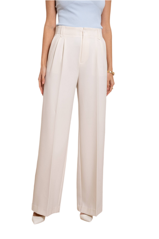 Aura Wide-leg fluid high-waisted pleated trousers