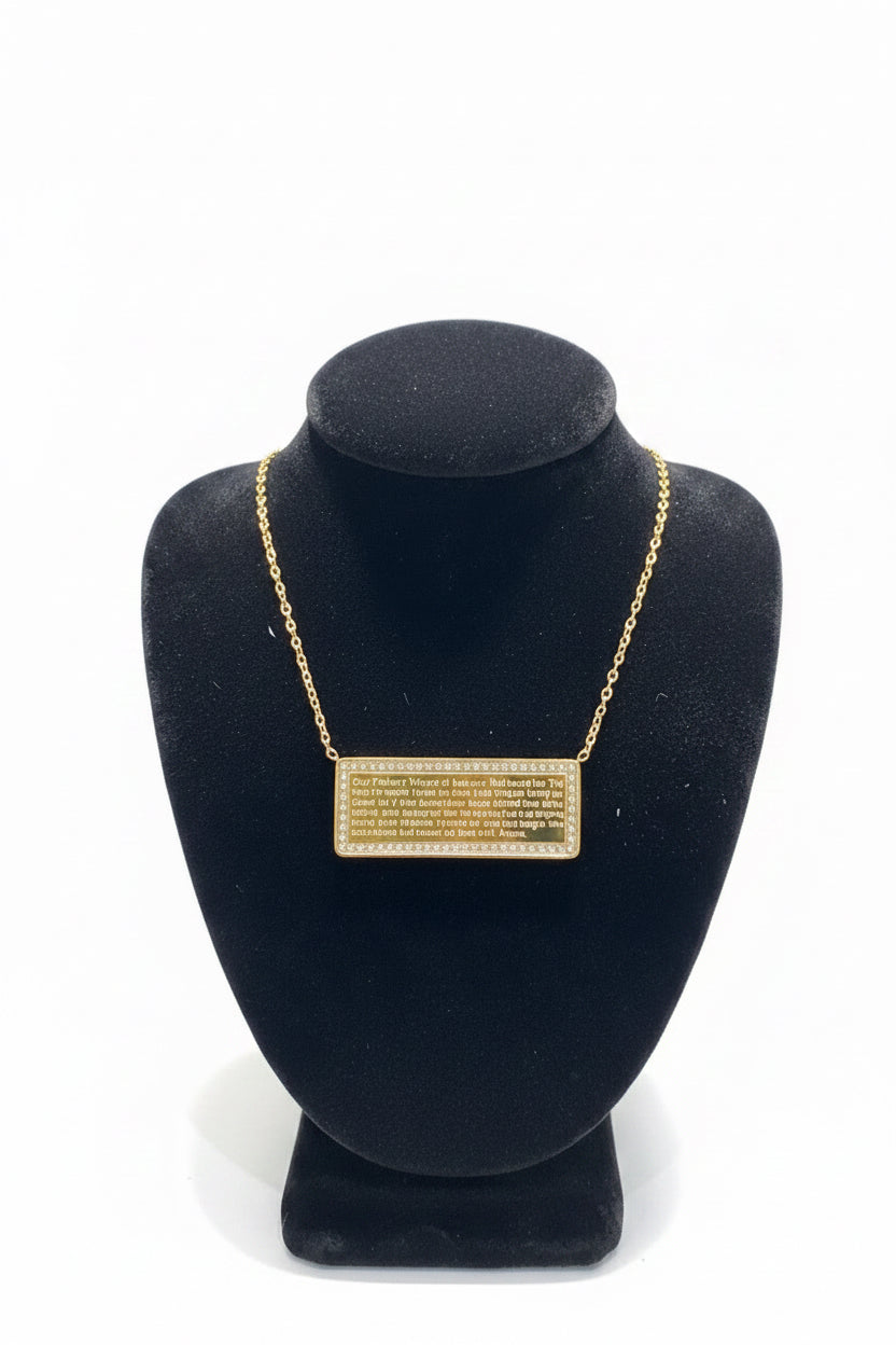 Lords Prayer Bar With CZ Accent
