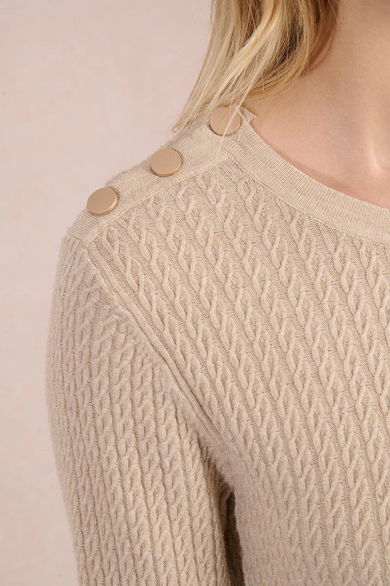 Ladies Waffle Knitted Button Sweater