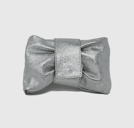 Genuine Leather Mini Bow Clutch