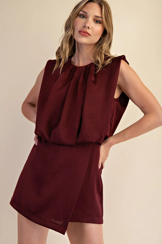 Burgundy Round Neck Romper