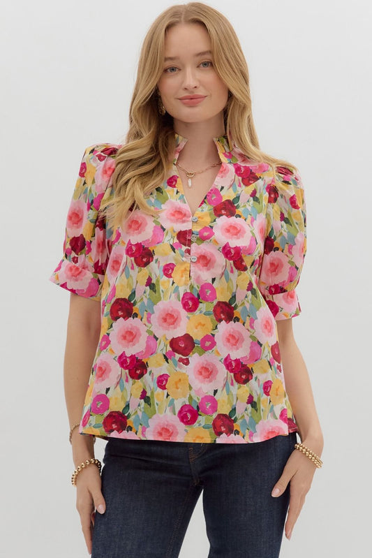 Wine Floral Blouse