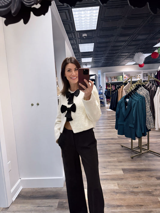 Velvet Bow Tweed Blazer