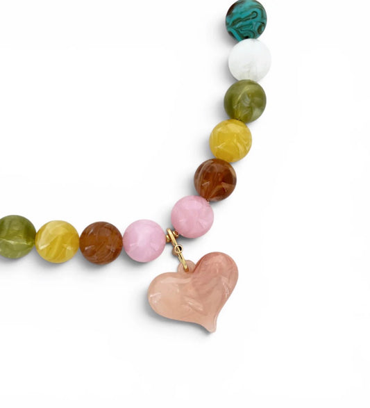 Muted Tone Multicolor Candy Heart Necklace