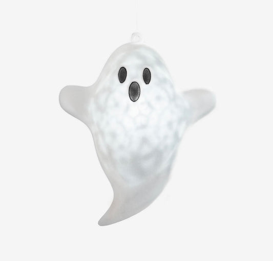 Hanging Flocked Ghost With Revolving Lights
