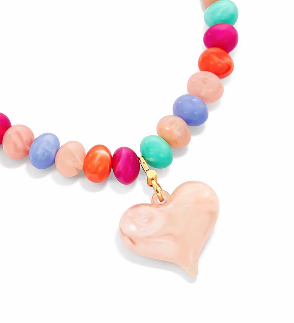 Candy Heart Pastel Beaded Necklace