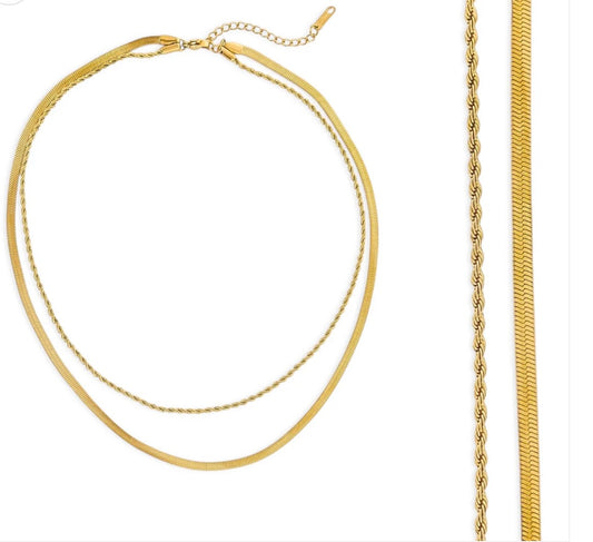 Water Resistant Double Chain Link Necklace