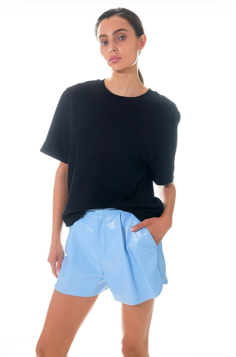 High Waisted Faux Leather Shorts