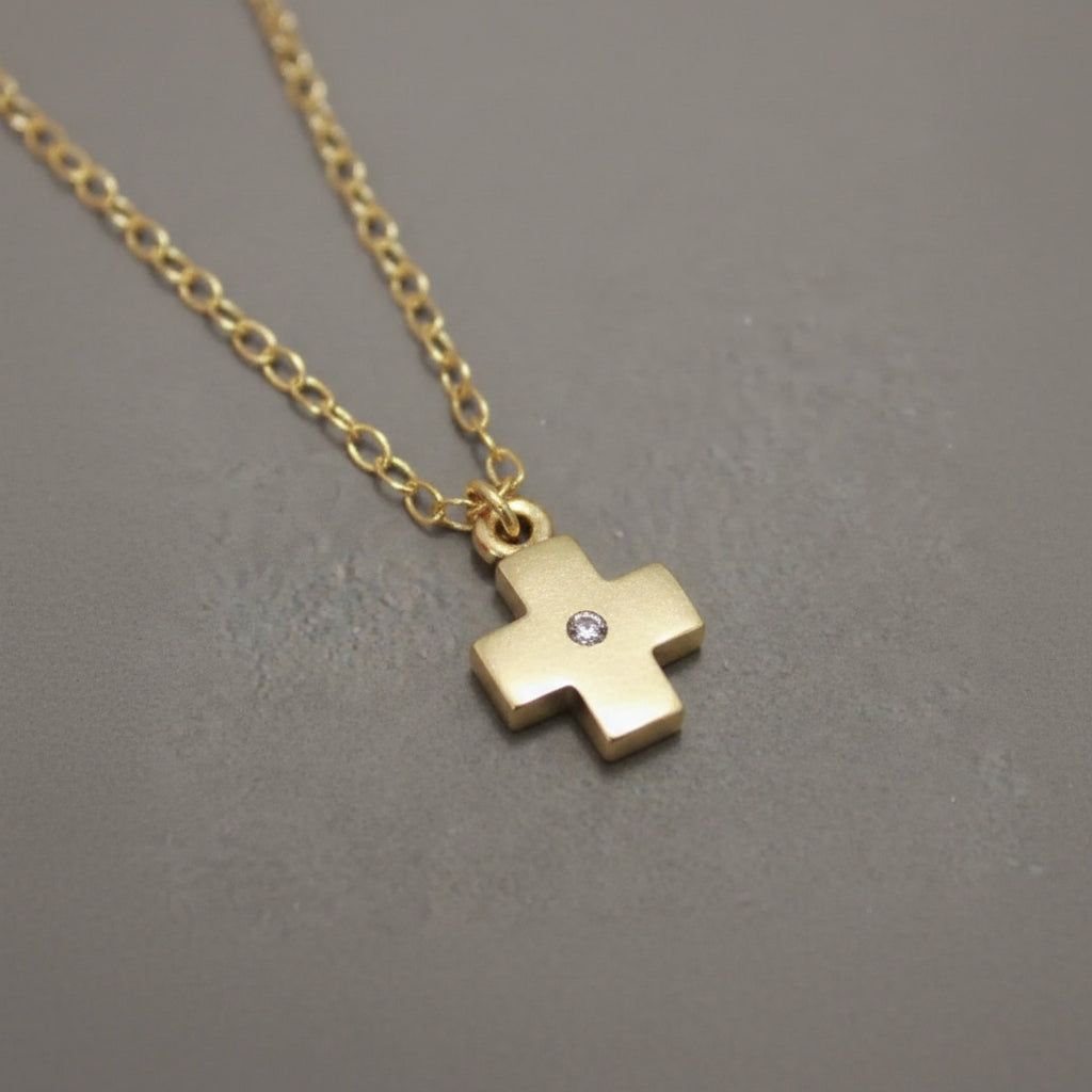 Cross With CZ Accent Necklace