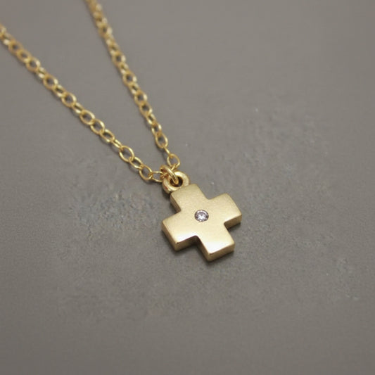 Cross With CZ Accent Necklace