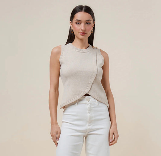 Fake Overlap Detailed Sweater Top