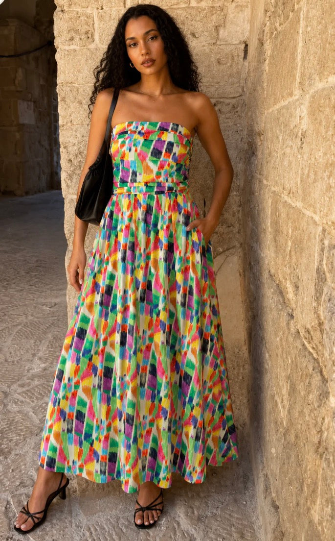 Rainbow Strokes Midi Dress